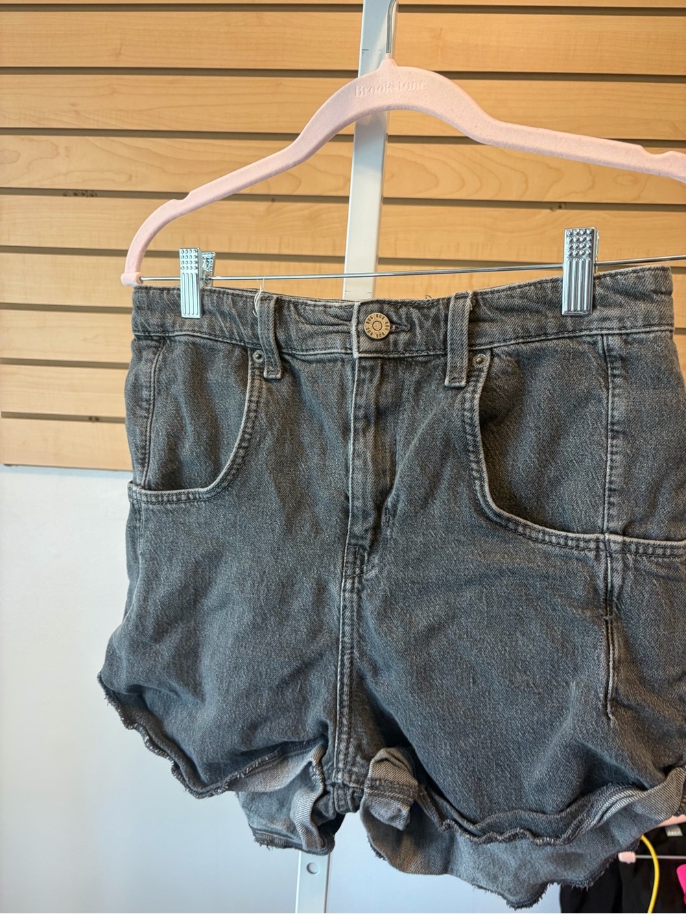 BDG Washed Black Rolled-Hem Denim Shorts